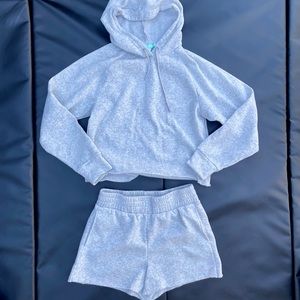 MISS POSH co ord set shorts hoodie gray loungewear